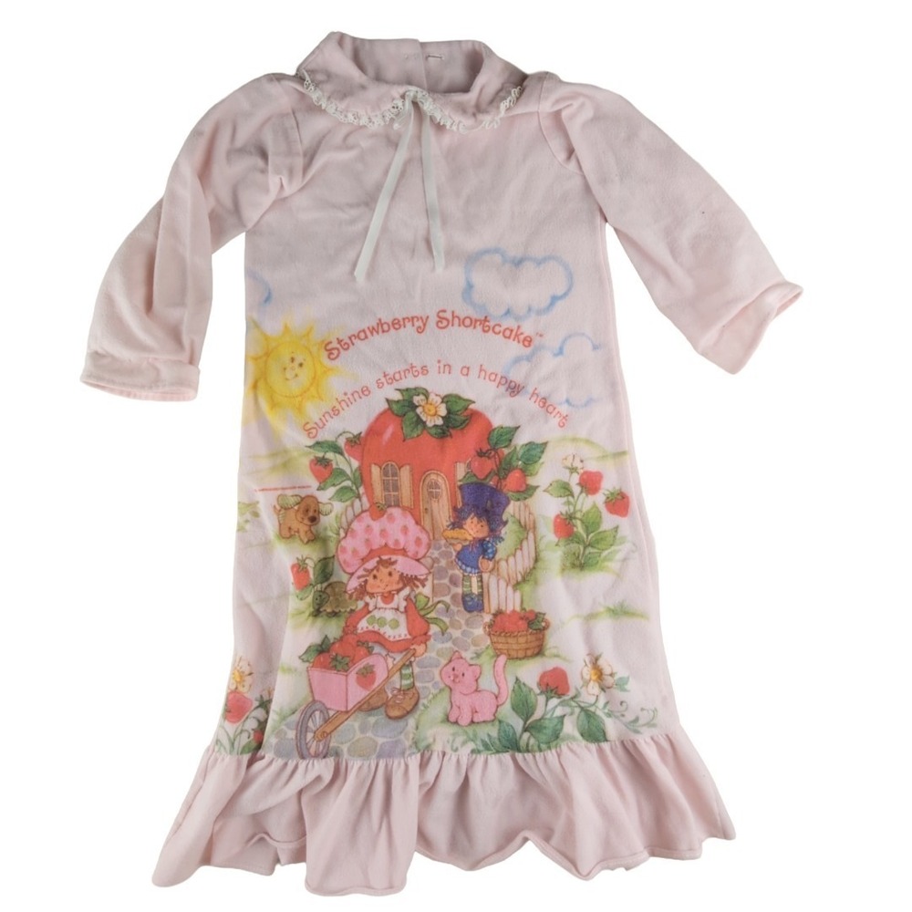 Vintage 1980s Strawberry Shortcake Infant Nightgown Sleep Dress One Size‎